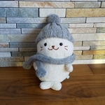 ☆しろたん19cm☆　ニット帽＆マフラーセット(グレー色)
