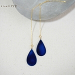 deep blue 青い雫のシンプルピアス（大）〈再販15回目〉