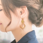 金箔リングの揺れるイヤリング/ピアス