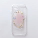 pink oval  フラワーフレーム 押し花iPhoneケース/押し花ケース