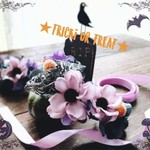 【クラウン】花冠・フラワーチョーカー　２WAY『HAPPY Halloween  ～パープルニュアンス』　犬　猫　ハロウィン　ブライダル　お誕生日　インスタ　撮影用　ギフトにもどうぞ！