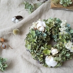 フレッシュな秋色紫陽花の長く楽しめるwreath＊ドライフラワーリース