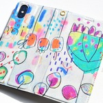 iphone　手帳型スマホケース　スタンド　torepeart × スマホケース　ハッピーカラー　花　植物　受注制作