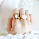 カメオとハートのリングセット