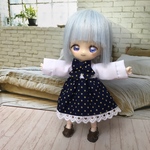【オビツ11 服】おでかけリボンコーデ 藍色