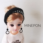 リカちゃん☆デザインターバン×ピアス（ブラック）