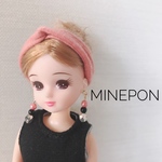 リカちゃん☆ターバン×ピアス（ダスティーピンク）