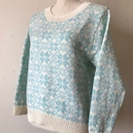 【50％ OFF！】ノルディックセーター　ホワイト＆ライトブルー【オータムセール実施中♪　11/17いっぱいまで！】