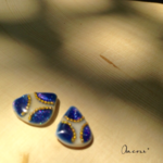 藍色ドットの雫ピアス&イヤリング