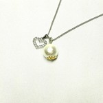 3way*~コットンパール、輝くハートのネックレス~*花座付き