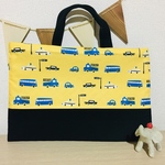  レッスンバッグ くるま   裏キルト生地