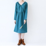 ★SALE★【L】フリル付可愛い長袖カシュクールワンピース♪
