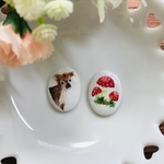 森の仲間と一緒に♩ポーセリンアート白磁ピアス　バンビ