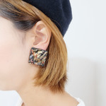 【1点のみ】【 chimie vintage-1022 】ヴィンテージテキスタイルイヤリング・ピアス