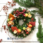 【煌めく冬】リンゴとウッドコーンのクリスマスリース☆　#クリスマス　#クリスマスリース　#クリスマスギフト