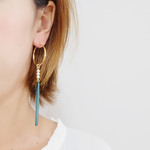 【２点のみ】【 chimie vintage-1002 】ヴィンテージパールとエメラルドグリーン・フープピアス