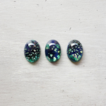ヴィンテージ ガラスカボション ブルーグリーン オーバル 18×13mm