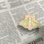 蚕 Wood brooch