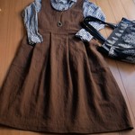 綿麻★ココア色のタックワンピース