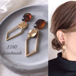 【EIMI】レトロべっこう×ゴールドプレートフープ＊ ピアス/イヤリング