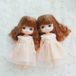 ☆限定販売☆《レース襟のチュールワンピース*おいしい桃ちゃん*1人分》ミキちゃんマキちゃん　オビツ11
