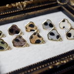 New！８個★フェイクファー　ピアス土台　４色　ヒョウ柄  ゴールド金具