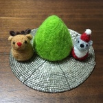 クリスマスツリーとねずみサンタ トナカイの置物（羊毛フェルト クリスマス飾り）