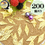 SALE【200個入り】21mm カン付き♪ひし形のゴールドチャーム 金色 メタルチャーム  菱形 ダイヤ ロンブス ハンドメイド資材 金属パーツ メタルパーツ ★ 森の雑貨屋さん ★