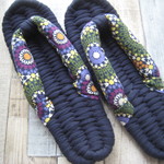 布ぞうり：dark blue24.5cm/東欧柄