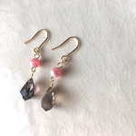 天然石ピアス　スモーキークォーツ　インカローズ
