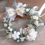 クリスマスリース(24.5cm)＊聖夜のwhiteグローリア＊グリーンリース 