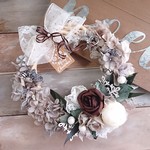 フラワーリース(24.5cm)＊シックflowerのトロワブーケ＊アンティークリース
