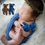 深みカラーオーガニックコットンのクマのあみぐるみ ニューボーンフォト