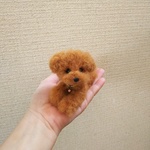 羊毛フェルト 小さめトイプードル レッド 伏せ10