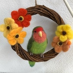 ノーマルコザクラインコとお花のリース♪羊毛フェルト