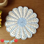 【送料無料☆】手編み♥ポットホルダー*白×パステルブルー*
