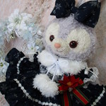 ステラルー（Sサイズ）コスチューム＊クリスマス＊ドレス＆ファーティペット＊雪の結晶柄ネイビー