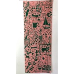 RAKUGAKIてぬぐい・ピンク×緑《注染》