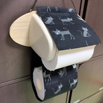 【ネコ 黒地】 トイレットペーパーホルダーカバー 