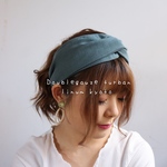 【ヘアアクセサリー】ゆるふわダブルガーゼで魅せる、ヘアバンドクロスターバン（ブルーグリーン）
