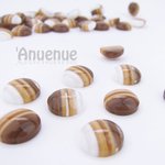 ボーダー ラウンドカボション12mm 【Gradation BROWN】 10個