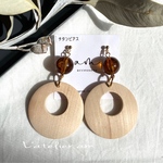 ブラウンパール×ウッドピアス/イヤリング