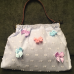 マナーポーチ（水色ストライプ♪リボン）