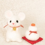干支ねずみさんの お正月飾り | 羊毛フェルト 鏡餅 十二支 新年 令和２年 