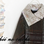 【受注生産】LIBERTYリバティ 国産エアリーコット＜Yoshie＞＆ウール100　大き目カラーポンチョ♡