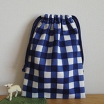 [再販・受注製作] コップ袋 (23×17) ☆ ネイビーチェック