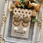 パイソン柄カボション＊秋冬ピアス