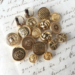 ■ゴールド系セット①■18個入■11-18mm■ビンテージボタン (ペア)　 [1016セット] アクセサリーに!