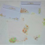 パステルアート　秋のレターセット　コスモス＆紅葉のイラスト