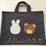【セール中】うさぎとくまのアップリケレッスンバッグ